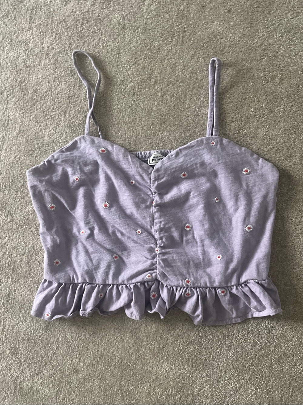 Women's Lavender Floral Ruched Ruffle Cami Top